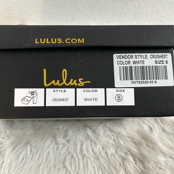 LULUS Crushest White Satin Rhinestone Ankle-Strap Chunky Heels Size 8 NEW - Picture 2 of 16